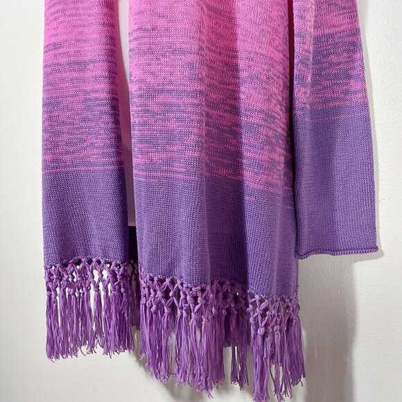 Lilly Pulitzer Tatum Marled Ombre Fringe Cardigan in Orchid Oasis- Good - Small - Picture 4 of 11